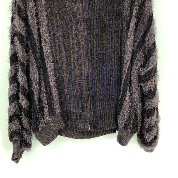 Zonda Nellis Purple Multicolored thread woven eyelash zipup Sweater / jacket M - Picture 8 of 15